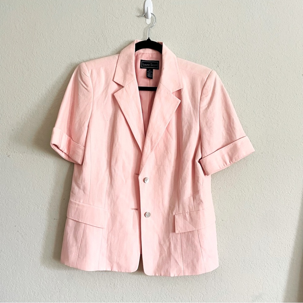 Laura Scott Pink Short-Sleeve Blazer